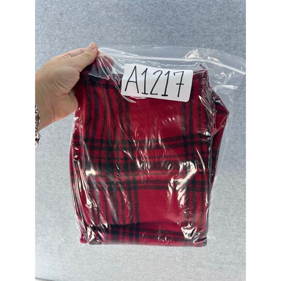 VTG Eddie Bauer Women's sz 8 Wool Blend Red & Black Plaid Midi Skirt 90s Fringe - Picture 10 of 10